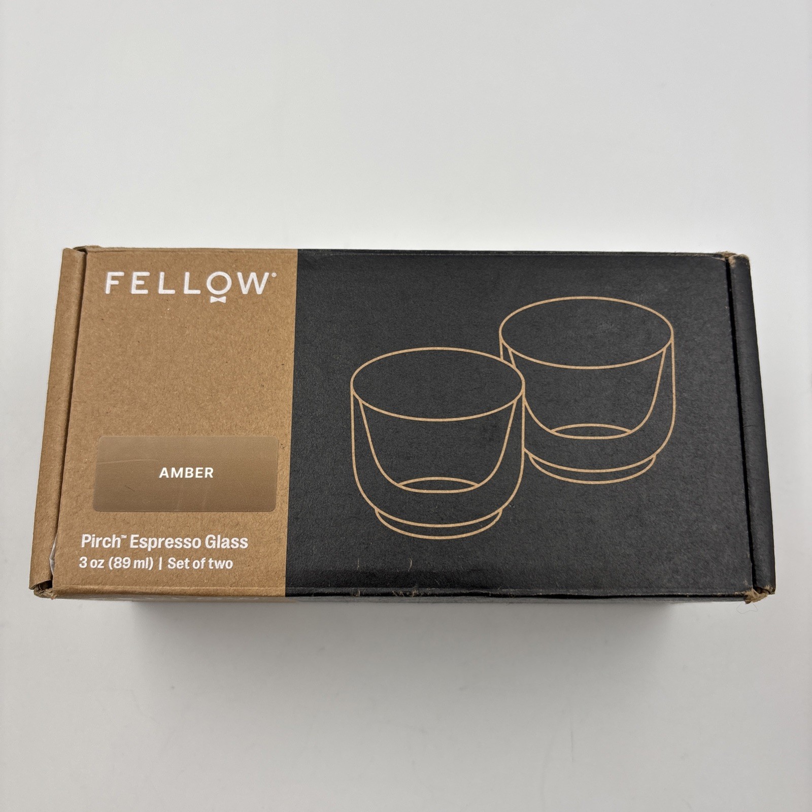 Fellow Pirch Espresso Shot Glass 3.5 oz Set of 2, Amber Artisanal Cups