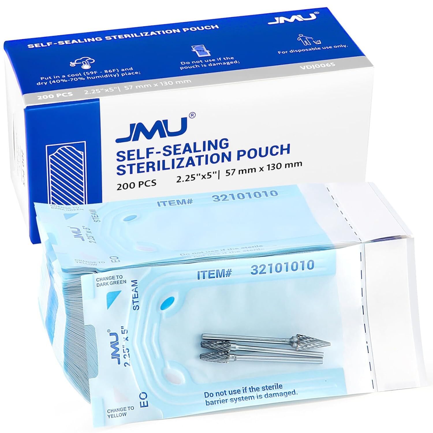 JMU 200Pcs/Box Dental Self-Sealing Sterilization Pouches 2.25″ x 5″