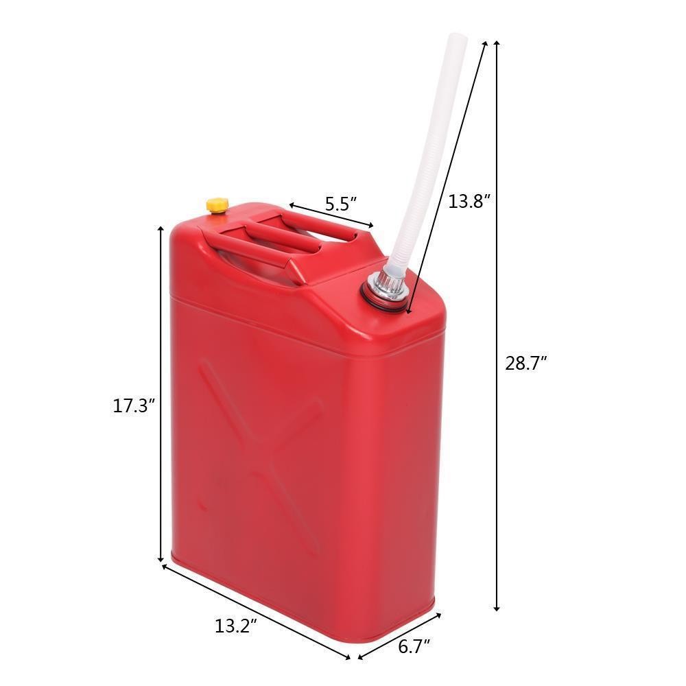 5 Gallon Large Capacity 20L Gas Gasoline Can Fuel Backup Metal Steel Tank Red