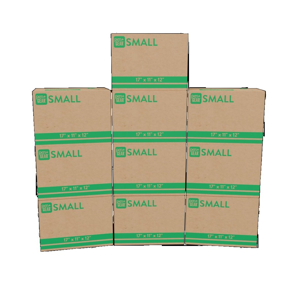 (10 pack) Small Moving Boxes, 17 in. L x 11 in. W x 12 in. H, Kraft