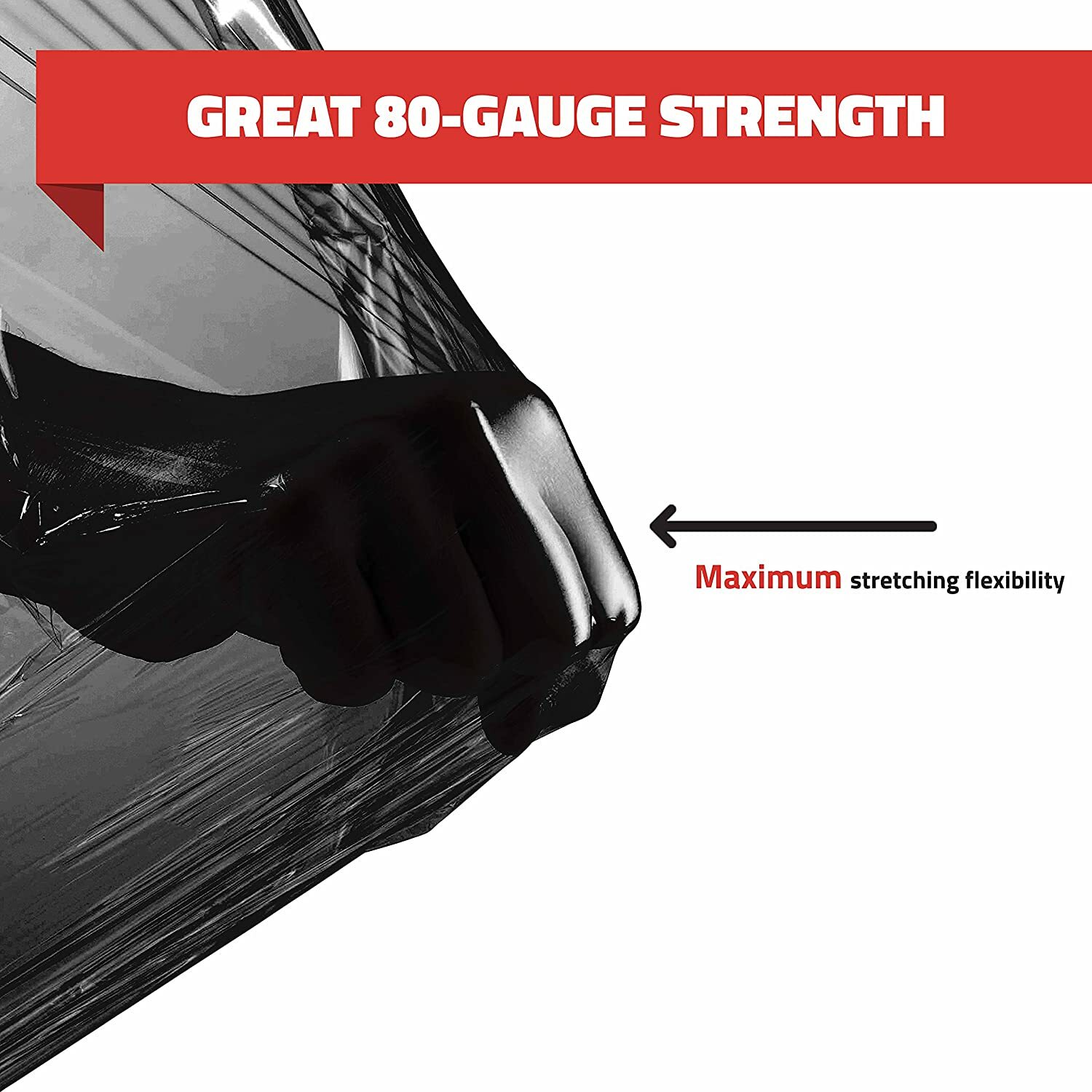 80 GAUGE – 4 Rolls Black Shrink Wrap Stretch Film 18″ X 1000′ Total 4000 FT