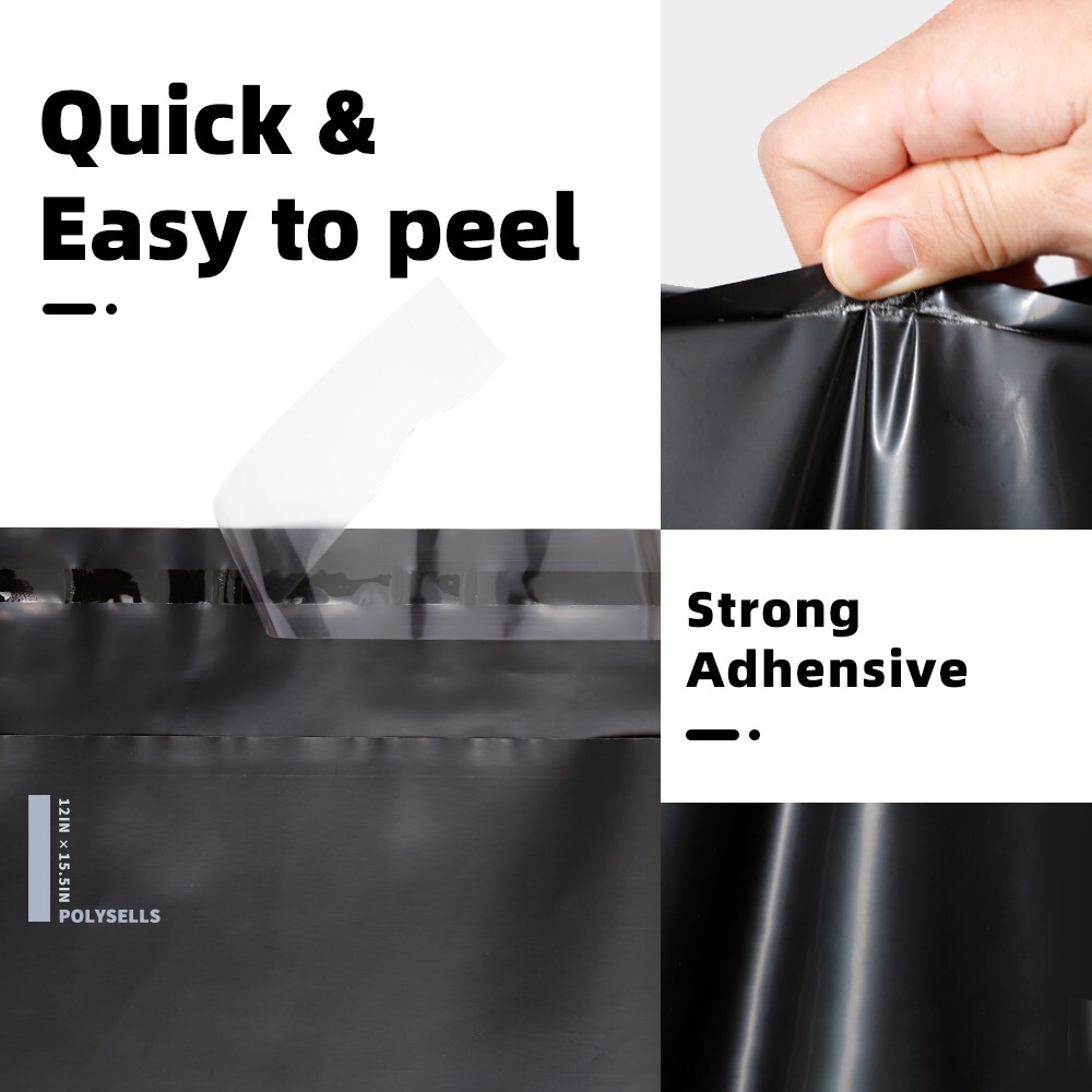 1000 12×15.5 Poly Mailer Self Sealing Shipping Mailer Bags Black POLYSELLS