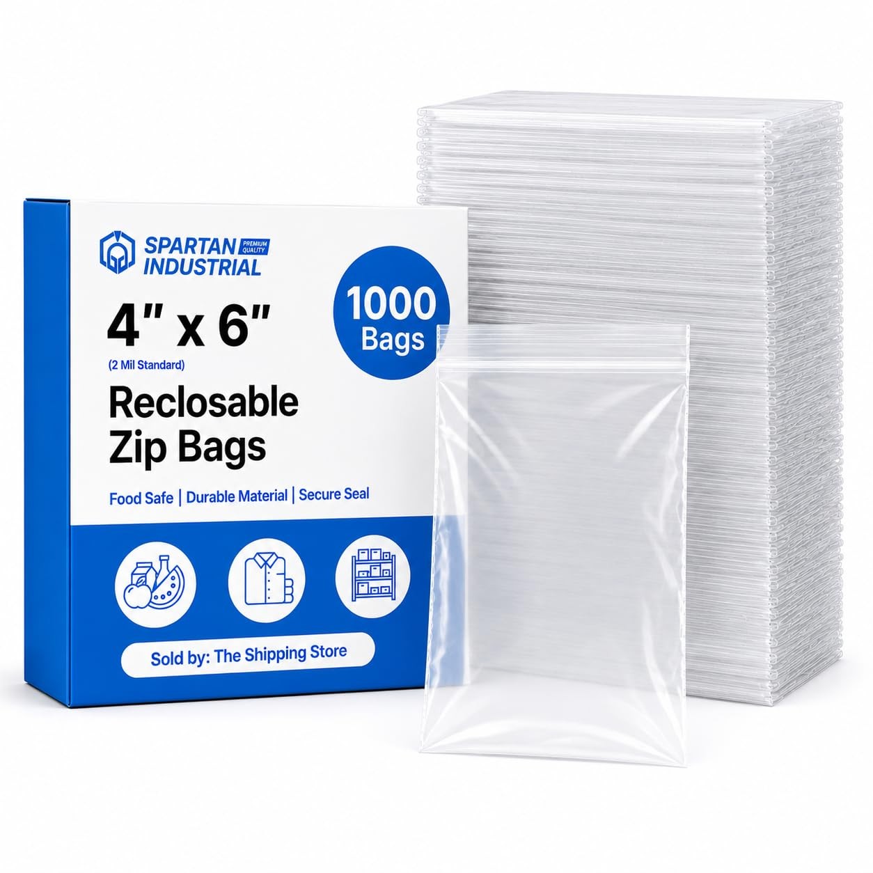 – 4” X 6” (1000 Count) 2 Mil Clear Reclosable Zip Plastic Poly Bags with Rese…