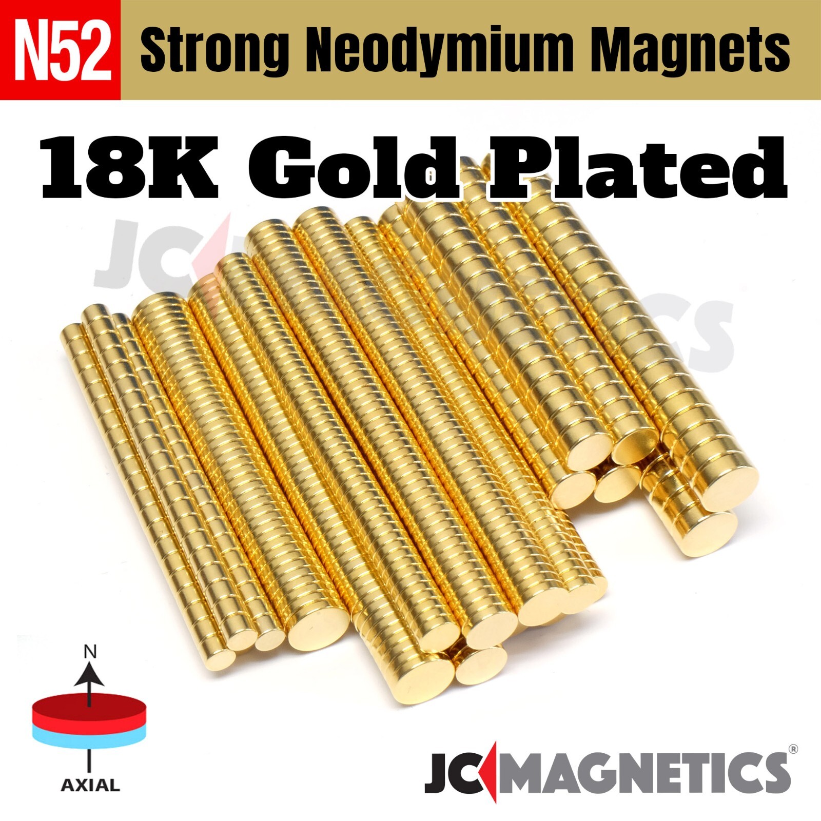 Gold Plated Super Strong N52 Rare Earth Round Neodymium Magnet Discs