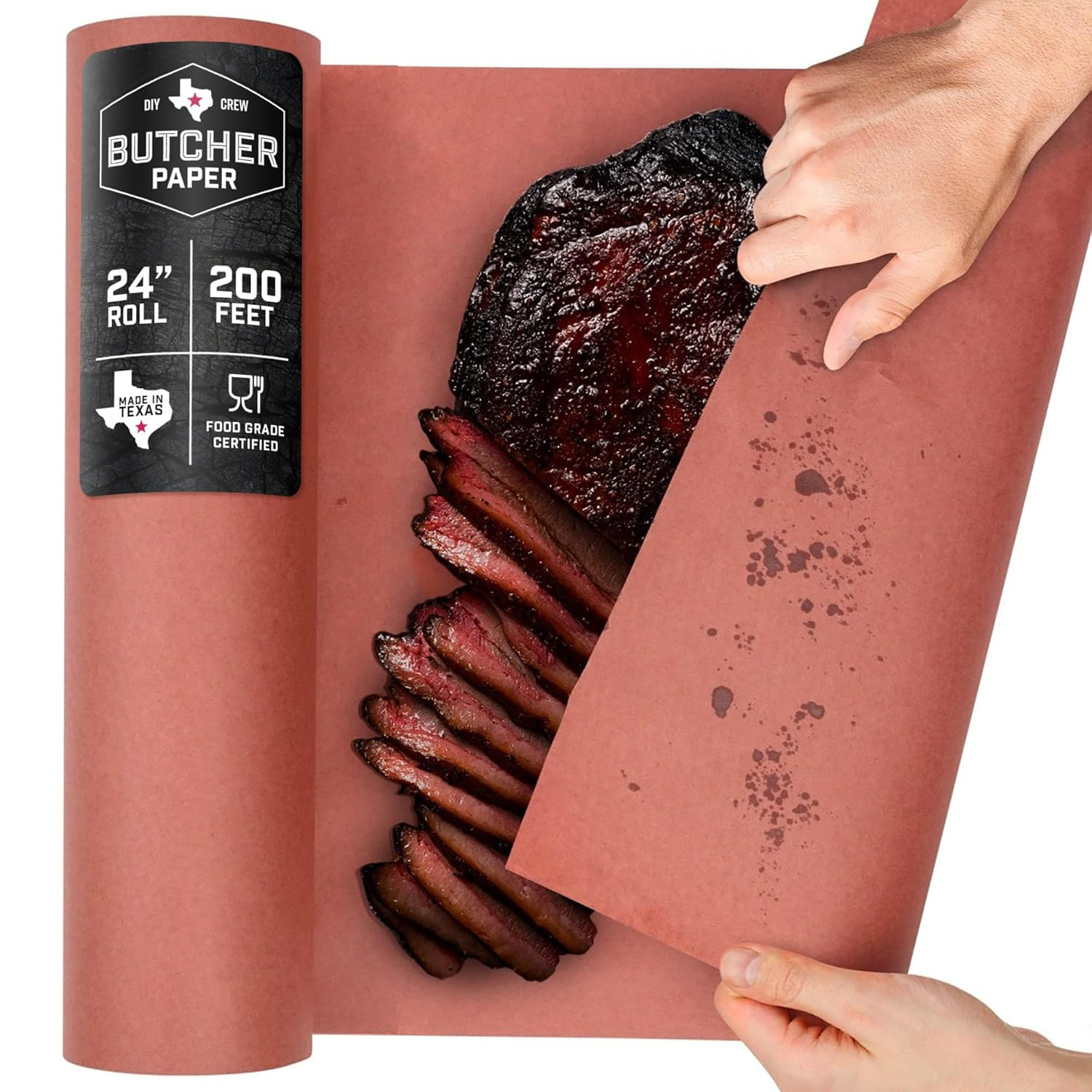 Pink Butcher Paper Roll – 24 Inch x 200 Feet – Food-Grade Peach Unbleached