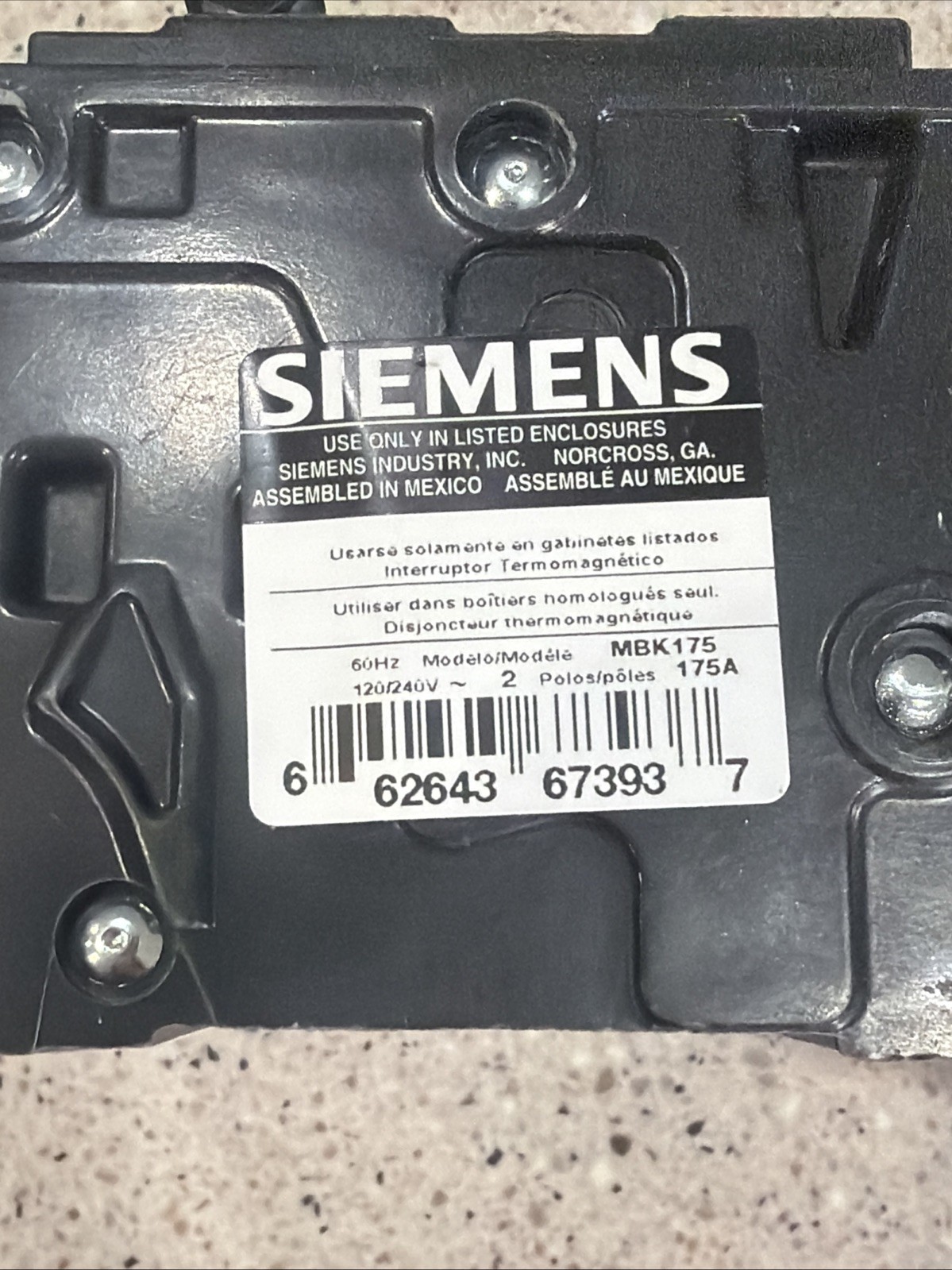 SIEMENS, MBK175, 175A, 240V, Main Circuit Breaker *NEW IN BOX* US SELLER