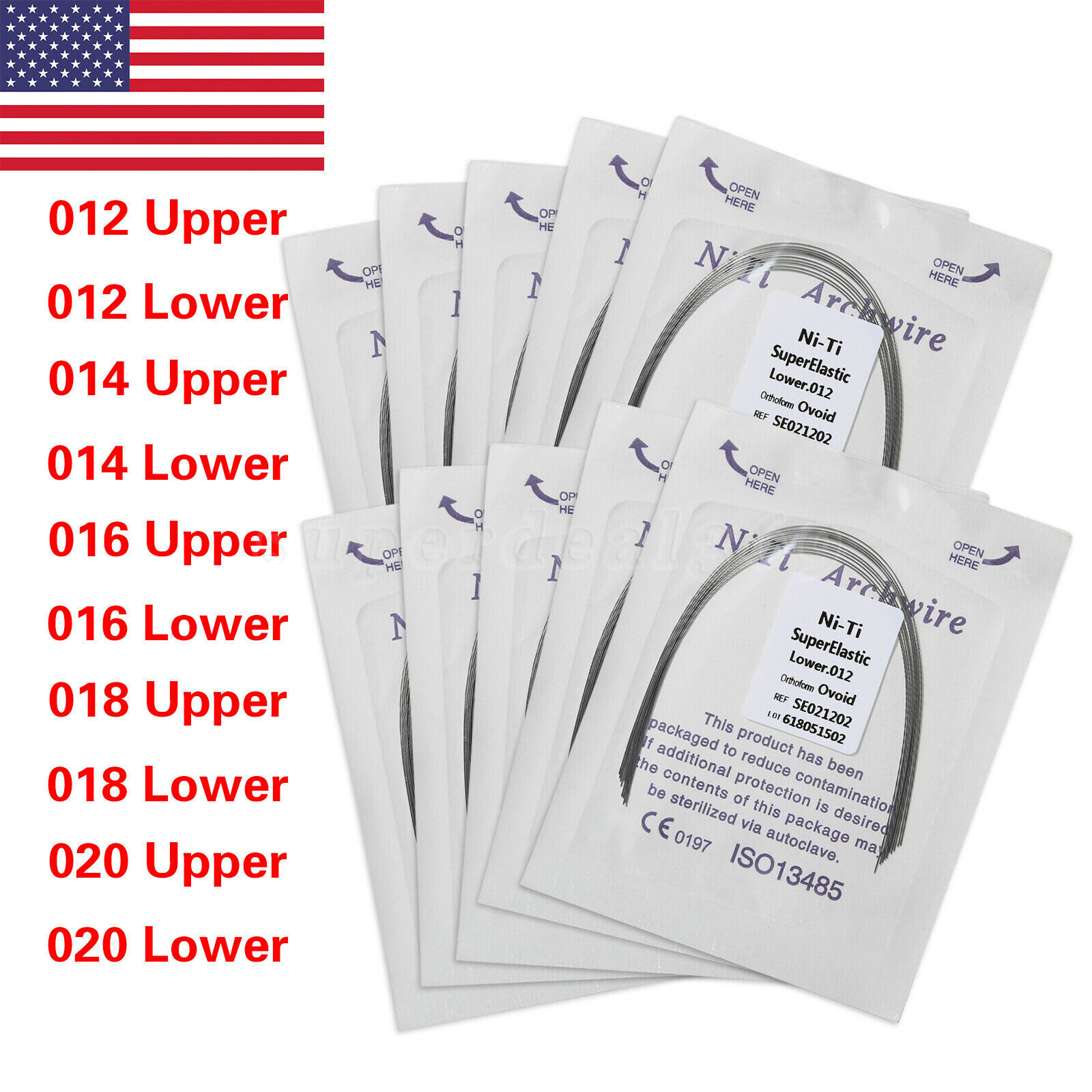 Dental Ortho Super Elastic Niti Round Arch Wire Ovoid 012-020upper/lower all SA