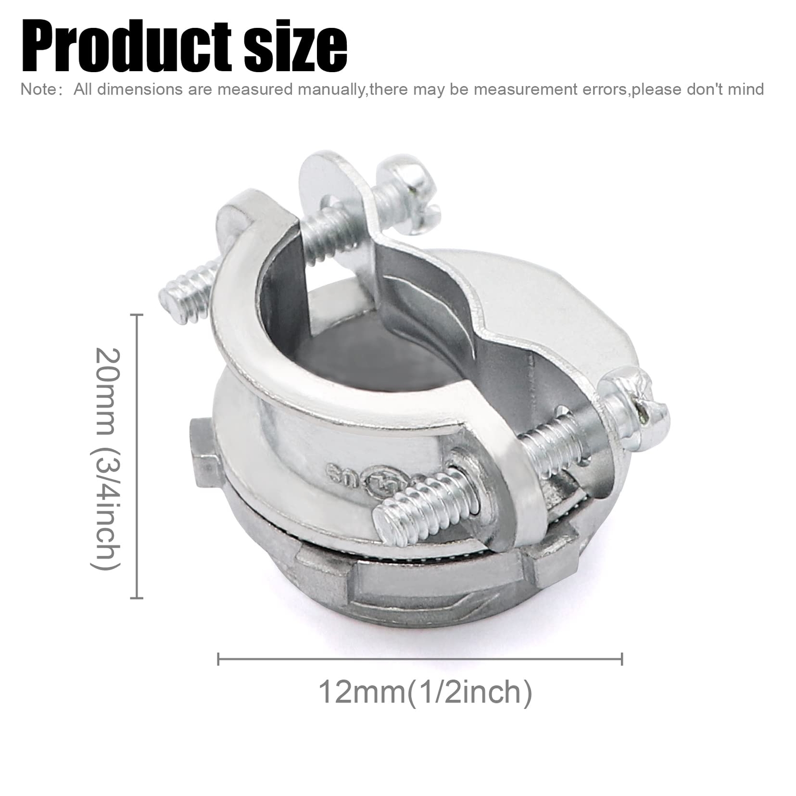 24 Pcs 1/2 Inch Clamp Type Cable Connectors for Metallic Conduit Silver-Zinc