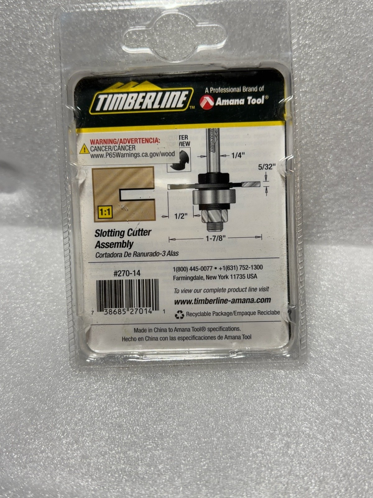 NEW Timberline Amana #270-14 Slotting Cutter Assembly 1/4″ Shank 5/32″ Kerf